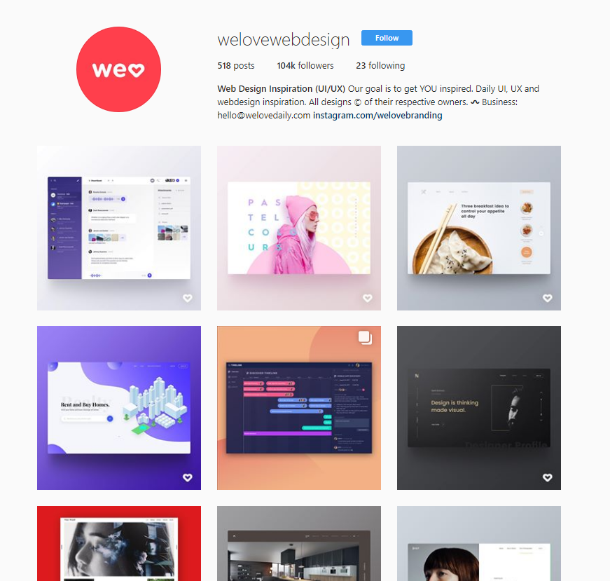 The 5 Best Instagram Pages to Follow about Web Design