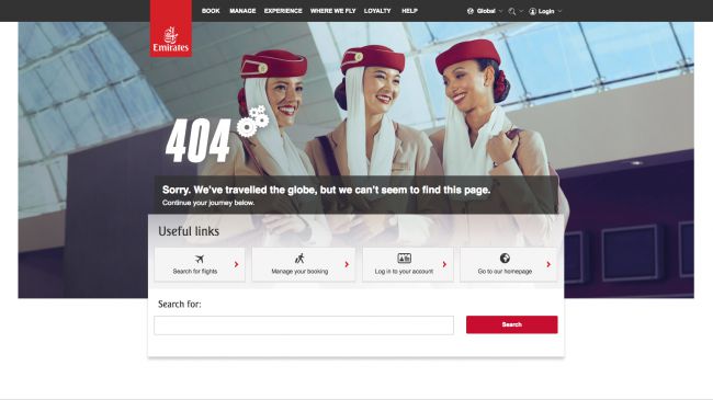 Emirates 404 page