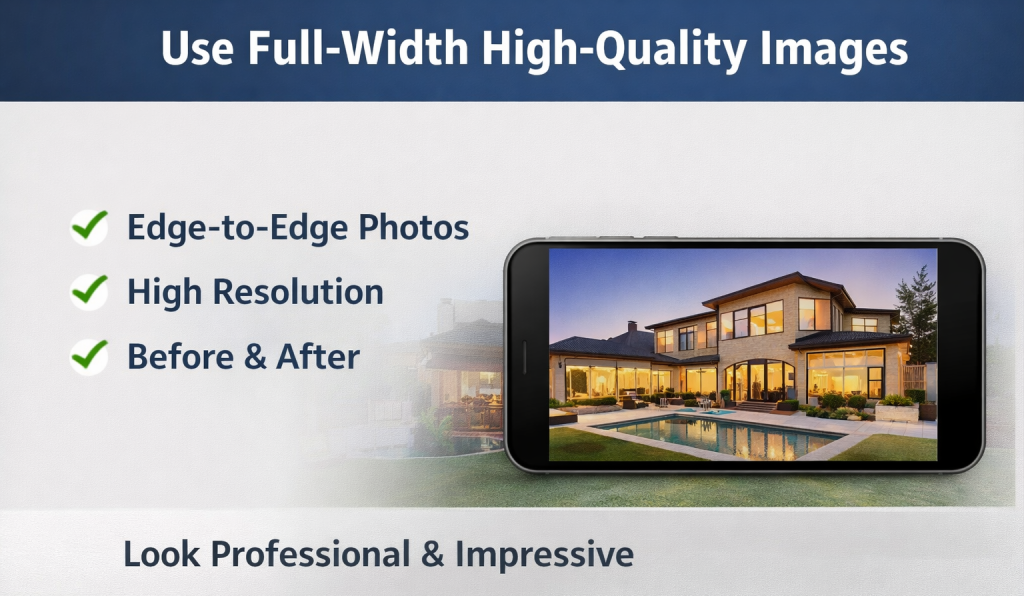 Construction Portfolio Use Clean, Full-Width High-Quality Images